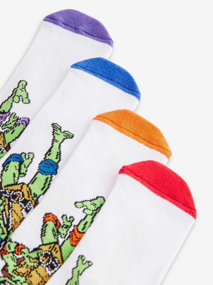 White Teenage Mutant Ninja Turtles Cotton Rich License Socks 4 Pack - Image 7 of 7