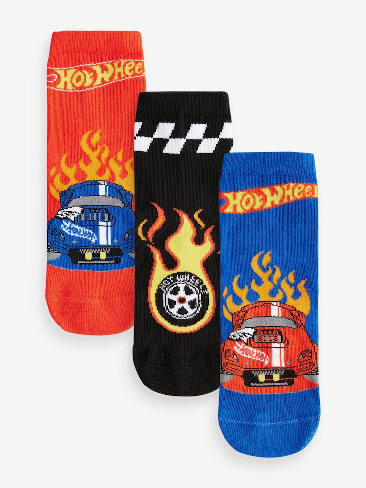 Red/Black/Blue Hot Wheels Cotton Rich License Socks 3 Pack - Image 1 of 4