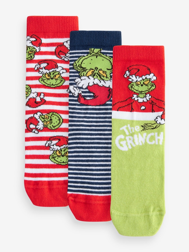 The Grinch Cotton Rich License Socks 3 Pack - Image 1 of 4 The Grinch Cotton Rich License Socks 3 Pack - Image 1 of 4