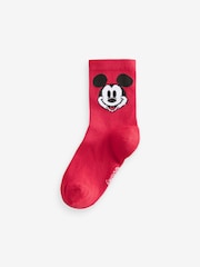 Mickey Mouse Red/White/Black Cotton Rich License Socks 3 Pack - Image 2 of 6