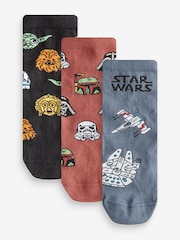 Star Wars Tan Brown/Black/Grey Cotton Rich License Socks 3 Pack - Image 1 of 6