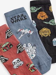 Star Wars Tan Brown/Black/Grey Cotton Rich License Socks 3 Pack - Image 5 of 6