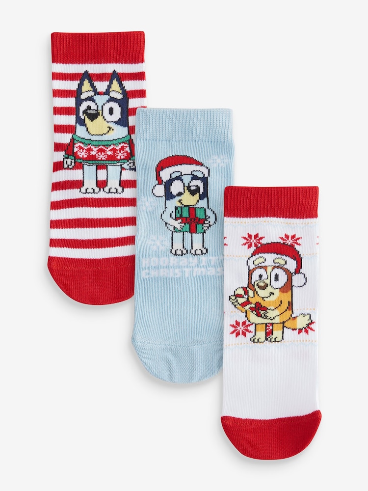 Christmas Bluey Cotton Rich License Socks 3 Pack - Image 1 of 1