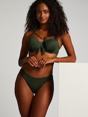 Hunkemöller Green Scallop Padded Underwired Bikini Top - Image 1 of 5