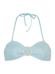 Hunkemöller Crinkle Bandeau Bikini Blue Top - Image 4 of 5