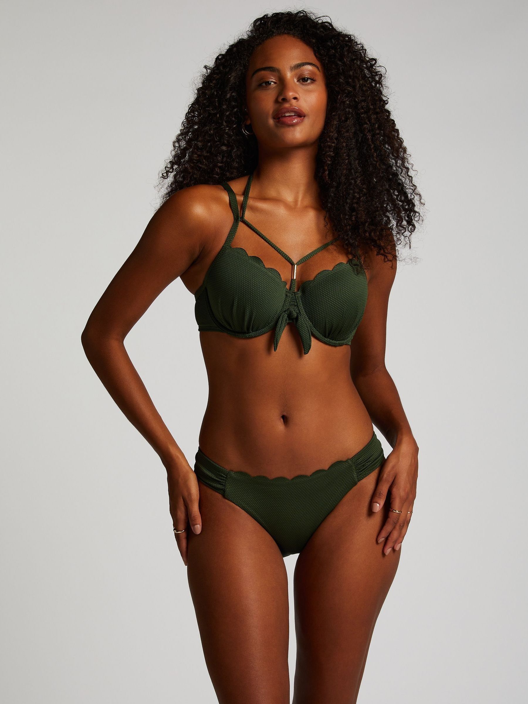 Buy Hunkemoller Green Scallop Bikini Bottoms from Next Luxembourg