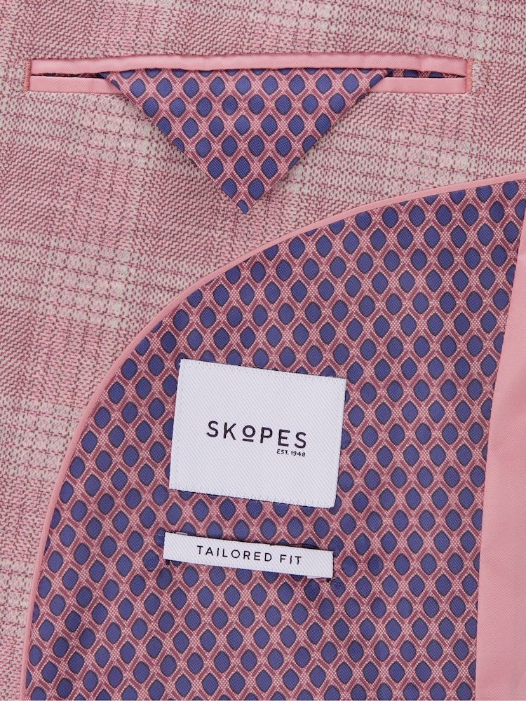 Skopes Light Coral Pink Tailored Fit Montalvo Check Jacket - Image 6 of 6 Skopes Light Coral Pink Tailored Fit Montalvo Check Jacket - Image 6 of 6