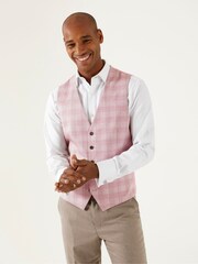 Skopes Pink Montalvo Check Tailored Fit Waistcoat - Image 1 of 6