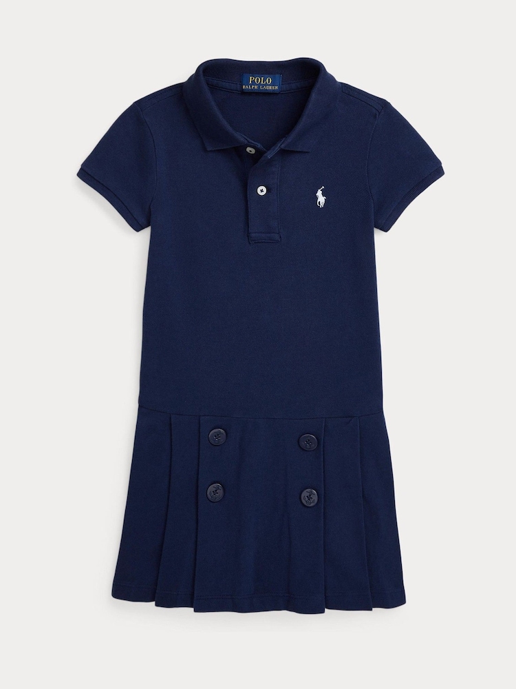 Polo Ralph Lauren Girl Navy Nautical Stretch Polo Dress - Image 1 of 2