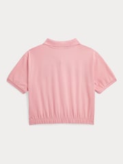 Polo Ralph Lauren Girl Pink Stretch Boxy Polo Shirt - Image 2 of 2
