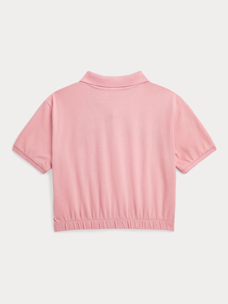 Polo Ralph Lauren Girl Pink Stretch Boxy Polo Shirt - Image 2 of 2