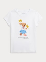 Polo Ralph Lauren Girl Polo Bear Graphic 100% Cotton White T-Shirt - Image 1 of 2