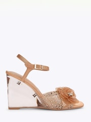 Carvela Brown Positano Flower Wedge Sandals - Image 1 of 4