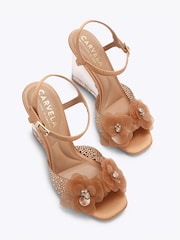 Carvela Brown Positano Flower Wedge Sandals - Image 4 of 4