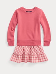 Polo Ralph Lauren Girl Pink Gingham Fleece Sweatshirt Dress - Image 1 of 2