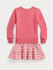Polo Ralph Lauren Girl Pink Gingham Fleece Sweatshirt Dress - Image 2 of 2
