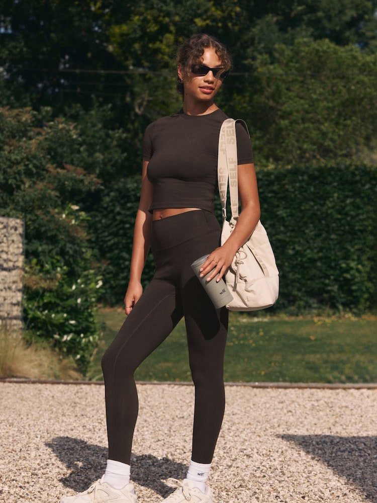 self. Chocolate High Waist Leggings - Image 2 of 8 self. Chocolate High Waist Leggings - Image 2 of 8