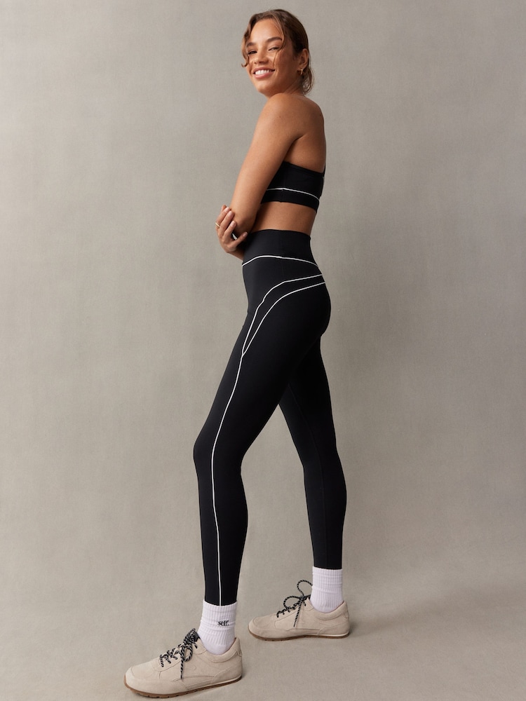 self. Black/White High Waist Leggings - Image 1 of 6