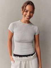 self. Grey Fitted Rib T-Shirt - Image 2 of 9