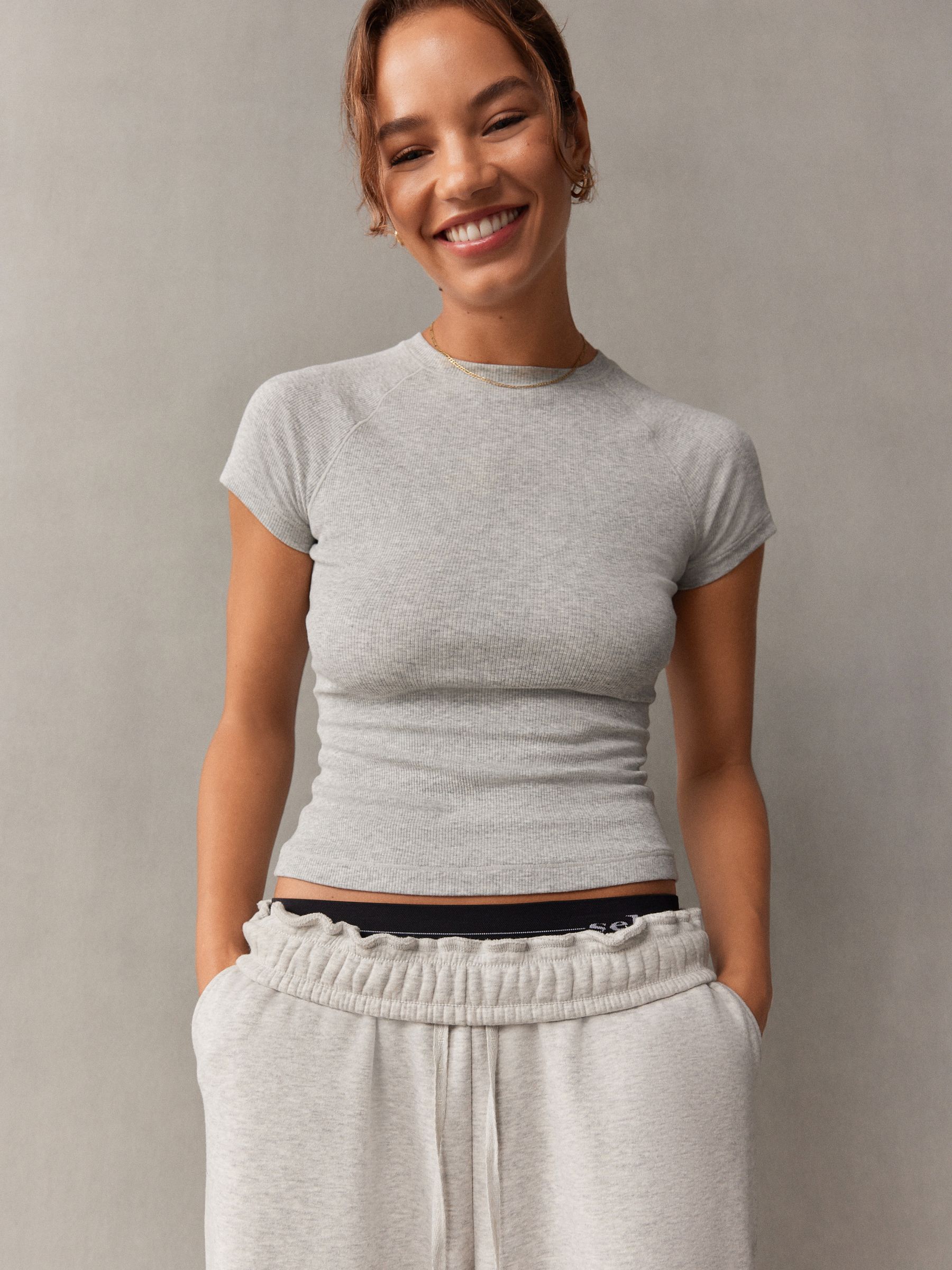 Buy self. Grey Fitted Rib T-Shirt from Next South Africa