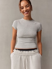 self. Grey Fitted Rib T-Shirt - Image 4 of 9