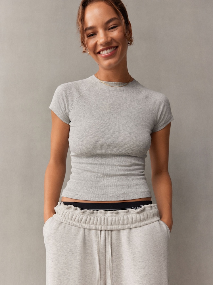 self. Grey Fitted Rib T-Shirt - Image 4 of 9