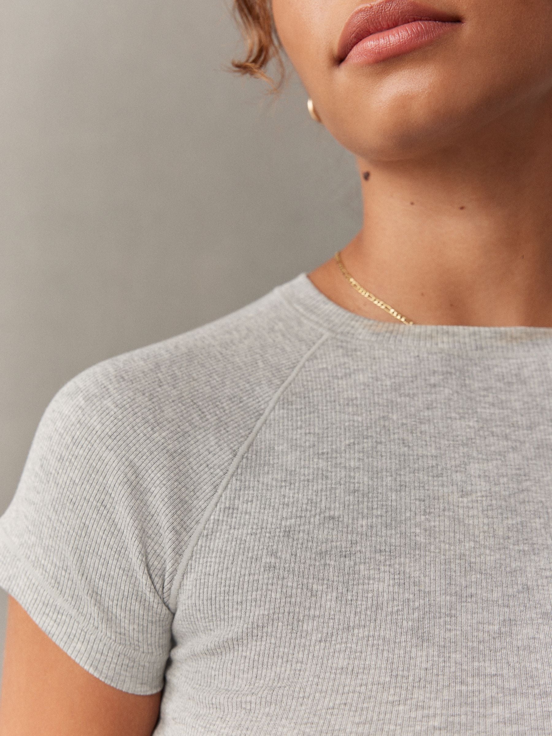 Buy self. Grey Fitted Rib T-Shirt from Next USA