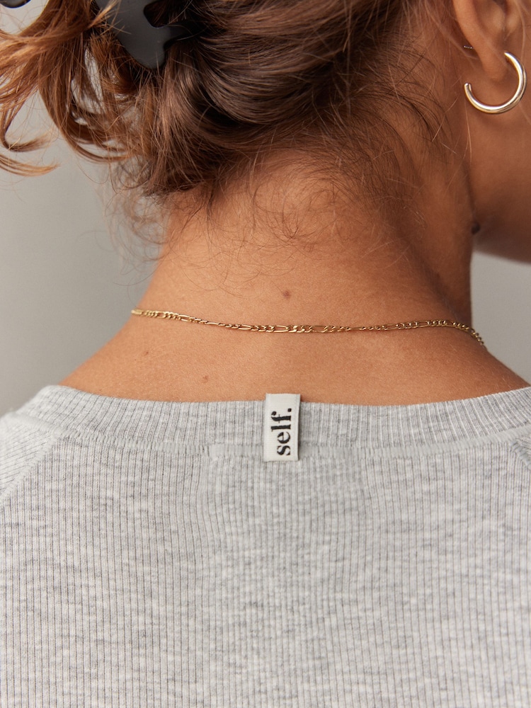 self. Grey Fitted Rib T-Shirt - Image 6 of 9
