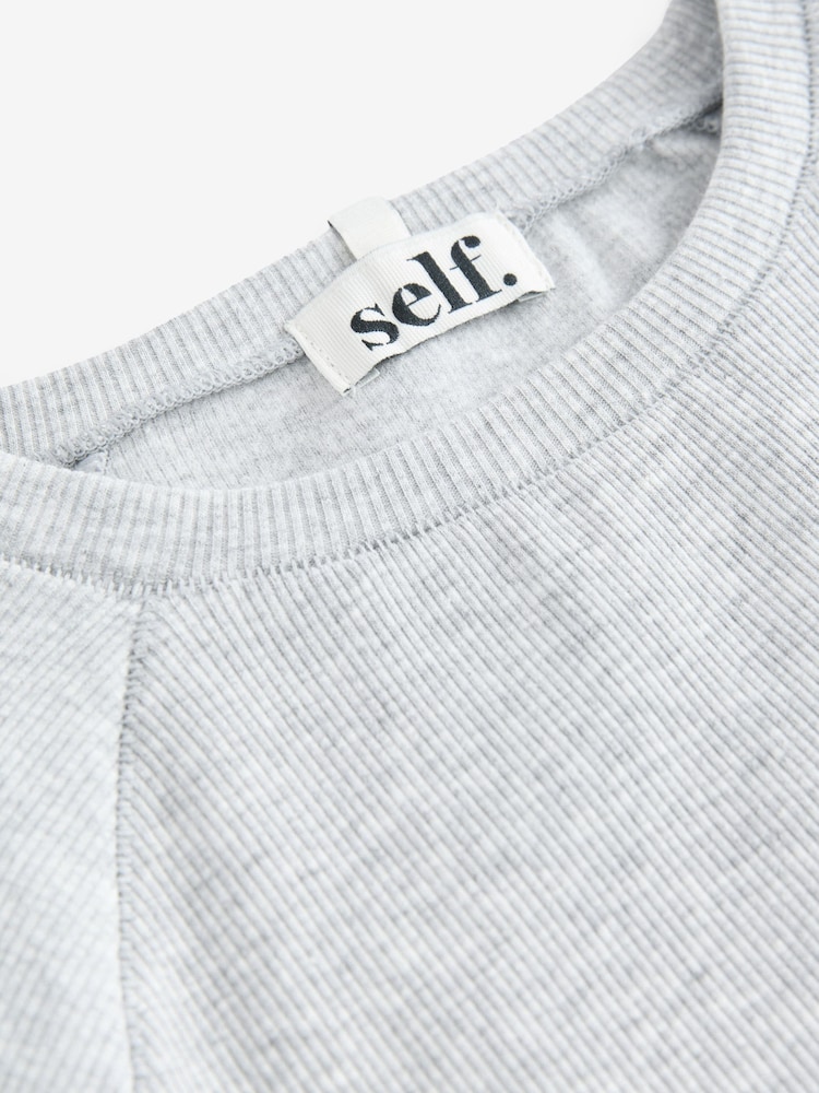 self. Grey Fitted Rib T-Shirt - Image 8 of 9