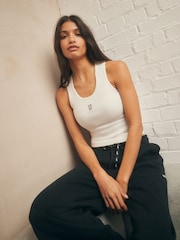 Ecru - Cotton Rib Scoop Neck Vest - Image 1 of 5