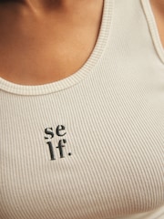Ecru - Cotton Rib Scoop Neck Vest - Image 4 of 5