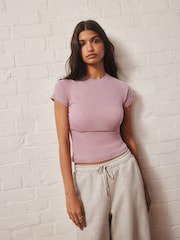 Violet mauve - self. Fitted Rib T-Shirt - Image 1 de 10