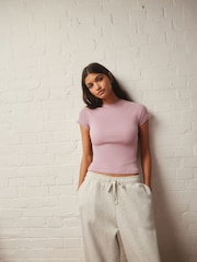 Violet mauve - self. Fitted Rib T-Shirt - Image 2 de 10