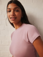 Violet mauve - self. Fitted Rib T-Shirt - Image 5 de 10