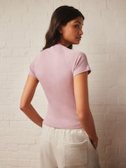 Violet mauve - self. Fitted Rib T-Shirt - Image 6 de 10