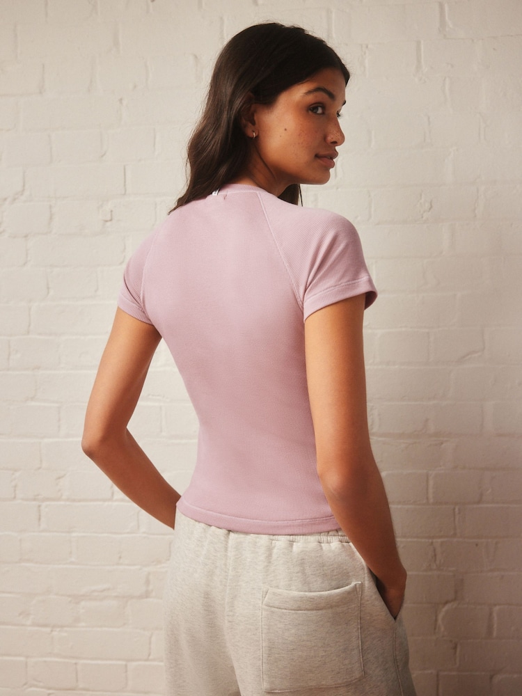 Violet mauve - self. Fitted Rib T-Shirt - Image 6 of 10