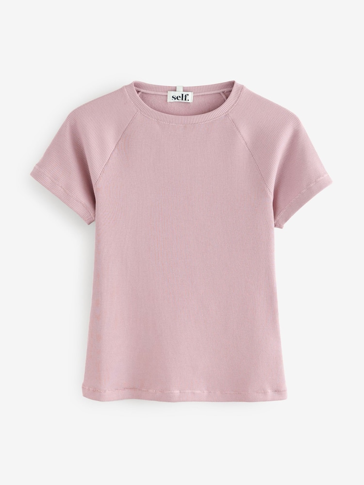 Violet mauve - self. Fitted Rib T-Shirt - Image 8 of 10
