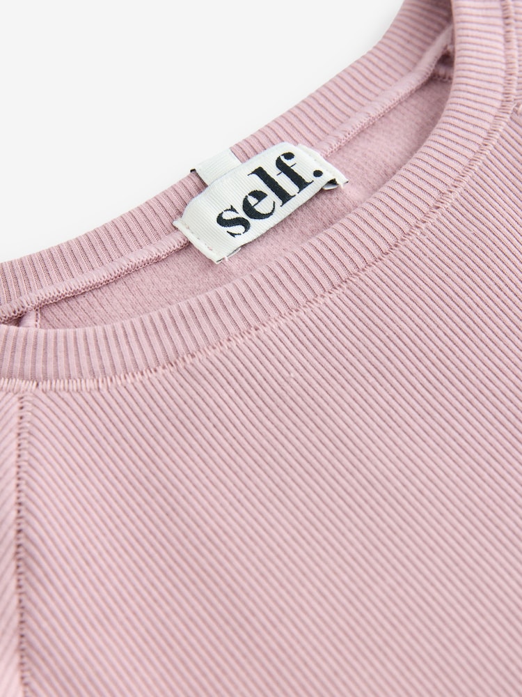 Violet mauve - self. Fitted Rib T-Shirt - Image 9 of 10