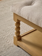 Buttoned Tweedy Plain Light Natural Lancaster Upholstered Coffee Table - Image 2 of 9