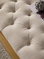 Buttoned Tweedy Plain Light Natural Lancaster Upholstered Coffee Table - Image 3 of 9
