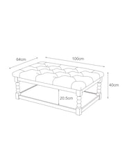 Buttoned Tweedy Plain Light Natural Lancaster Upholstered Coffee Table - Image 4 of 9