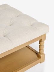 Buttoned Tweedy Plain Light Natural Lancaster Upholstered Coffee Table - Image 5 of 9
