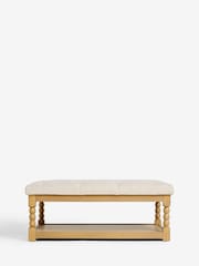Buttoned Tweedy Plain Light Natural Lancaster Upholstered Coffee Table - Image 6 of 9
