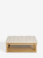 Buttoned Tweedy Plain Light Natural Lancaster Upholstered Coffee Table - Image 8 of 9
