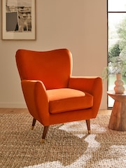 Soft Velvet Burnt Orange Wilson II Highback Armchair - Image 1 of 11