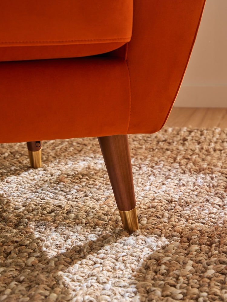 Soft Velvet Burnt Orange Wilson Highback Armchair - Image 2 of 9 Soft Velvet Burnt Orange Wilson Highback Armchair - Image 2 of 9