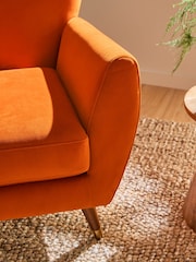 Soft Velvet Burnt Orange Wilson II Highback Armchair - Image 3 of 11