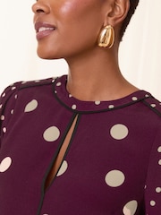 Love & Roses Red Polka Dot Animal Tipped Crew Neck Long Sleeve Blouse - Image 2 of 4