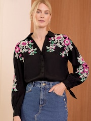 V&A | Love & Roses Broderie Lenjerie de pat Cu nasturi Camasa - Imaginea 1 din 4