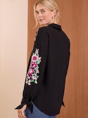 V&A | Love & Roses Broderie Lenjerie de pat Cu nasturi Camasa - Imaginea 4 din 4
